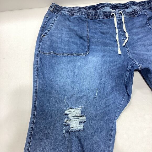 Lane Bryant Distressed Jeans Plus Size 34/36 Gathered Elastic Ankles - Picture 6 of 14